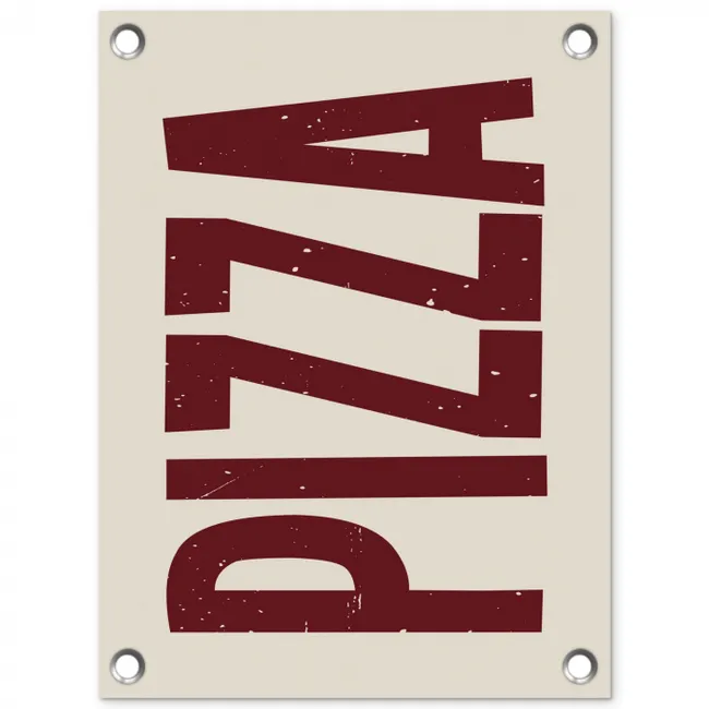 Pizza - Vintage - Decoratie - Japandi tuinposter los doek klein -3d