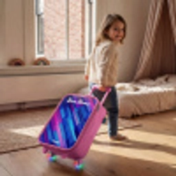 Neon - Strepen - Abstract - Blauw - Roze Kinderkoffer - Roze klein -sfeer1