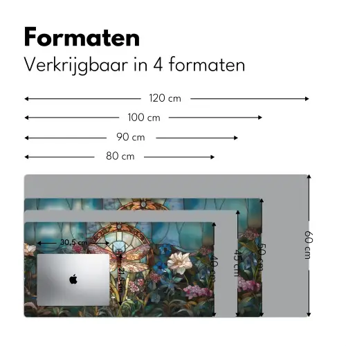 Libelle - Mozaïek - Bloemen - Kleurrijk Muismat XXL klein -sfeer5