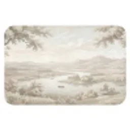 Rivierlandschap - Bergen - Natuur - Vintage - Beige Badmat klein -3d