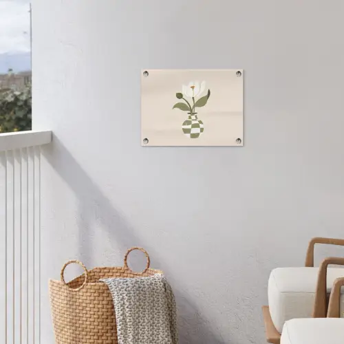 Vaas - Geruit - Bloem - Groen tuinposter los doek klein -sfeer8