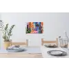 Geel - Blauw - Oranje - Huis Muursticker klein -eettafel