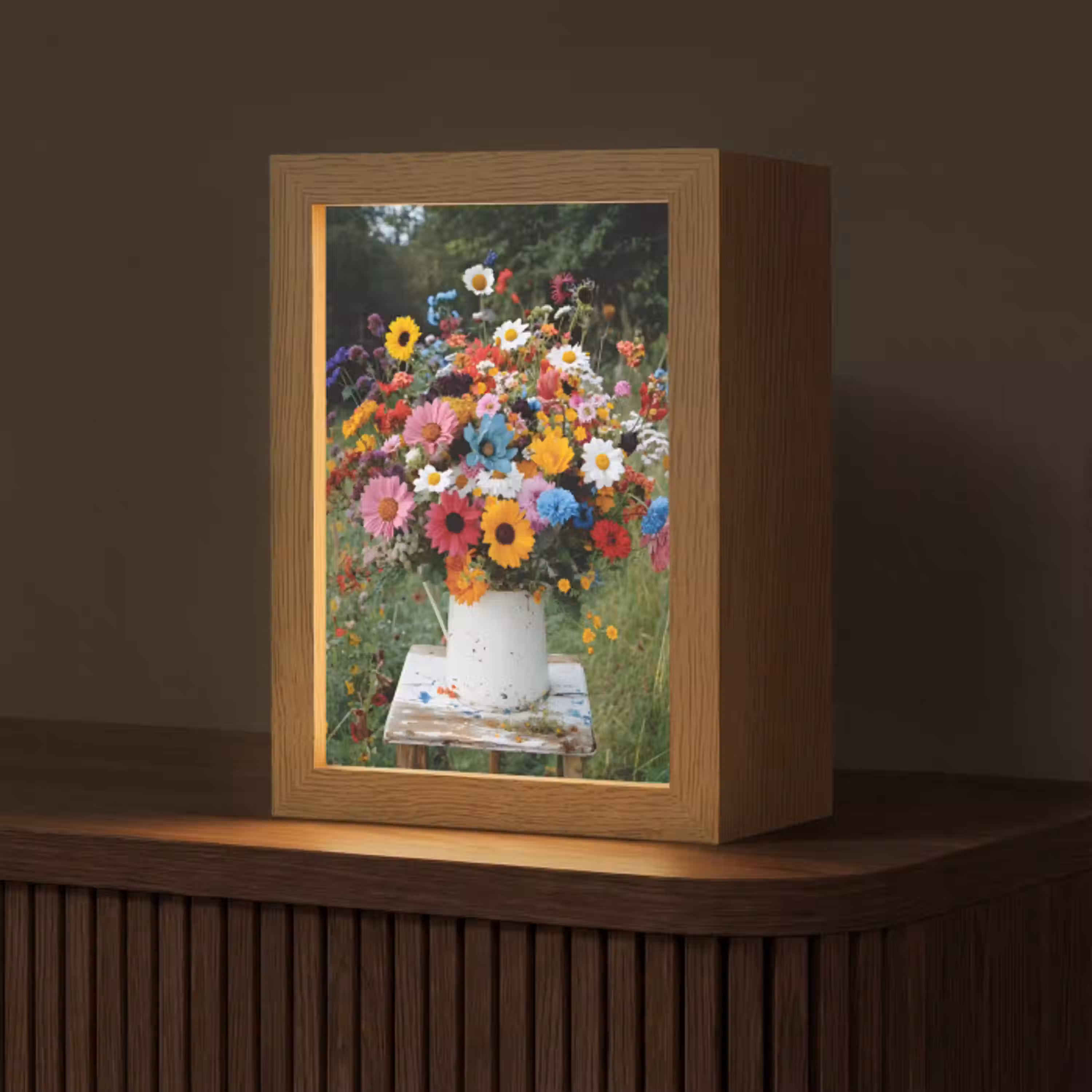 Bloemen - Krukje - Gieter - Veld Light Box met kabel (Tafellamp) klein -z3d_website