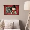 Klassiek - Kerstgroet - Sneeuwpop - Rood Wandkleed katoen klein -sfeer4