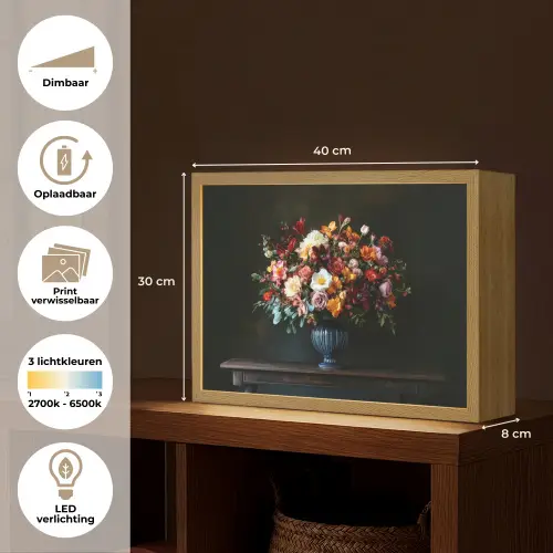 Groot - Bloemen - Vaas - Boeket Light Box met batterij (Wandlamp) middel -USP_websiteoverzichtNL