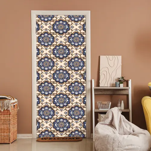 Floraal - Ornament - Blauw deurposter klein 289 -sfeer1