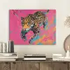 Luipaard - Roze - Oranje - Blauw - Verf PET vilt klein -sfeer1