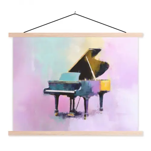 Piano - Pastel - Elegant - Dromerig textielposter latten blank klein -3d