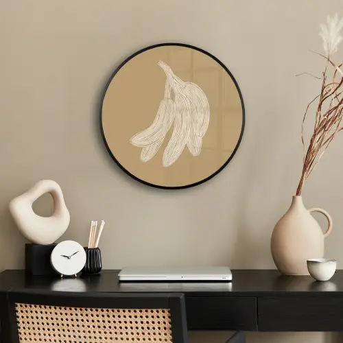 Bananen - Beige - Lijntekening - Minimalistisch Fotolijst rond zonder passe partout klein -sfeer1