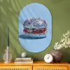 Glitters - Hamburger - Blauw Wandcirkel Ovaal Glas middel -sfeer2