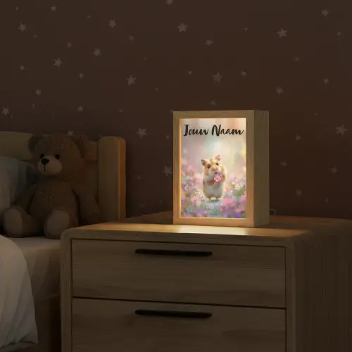 Hamster - Bloemen - Roze - Oranje Light Box met kabel (Kinderlampje) klein -sfeer1_kind
