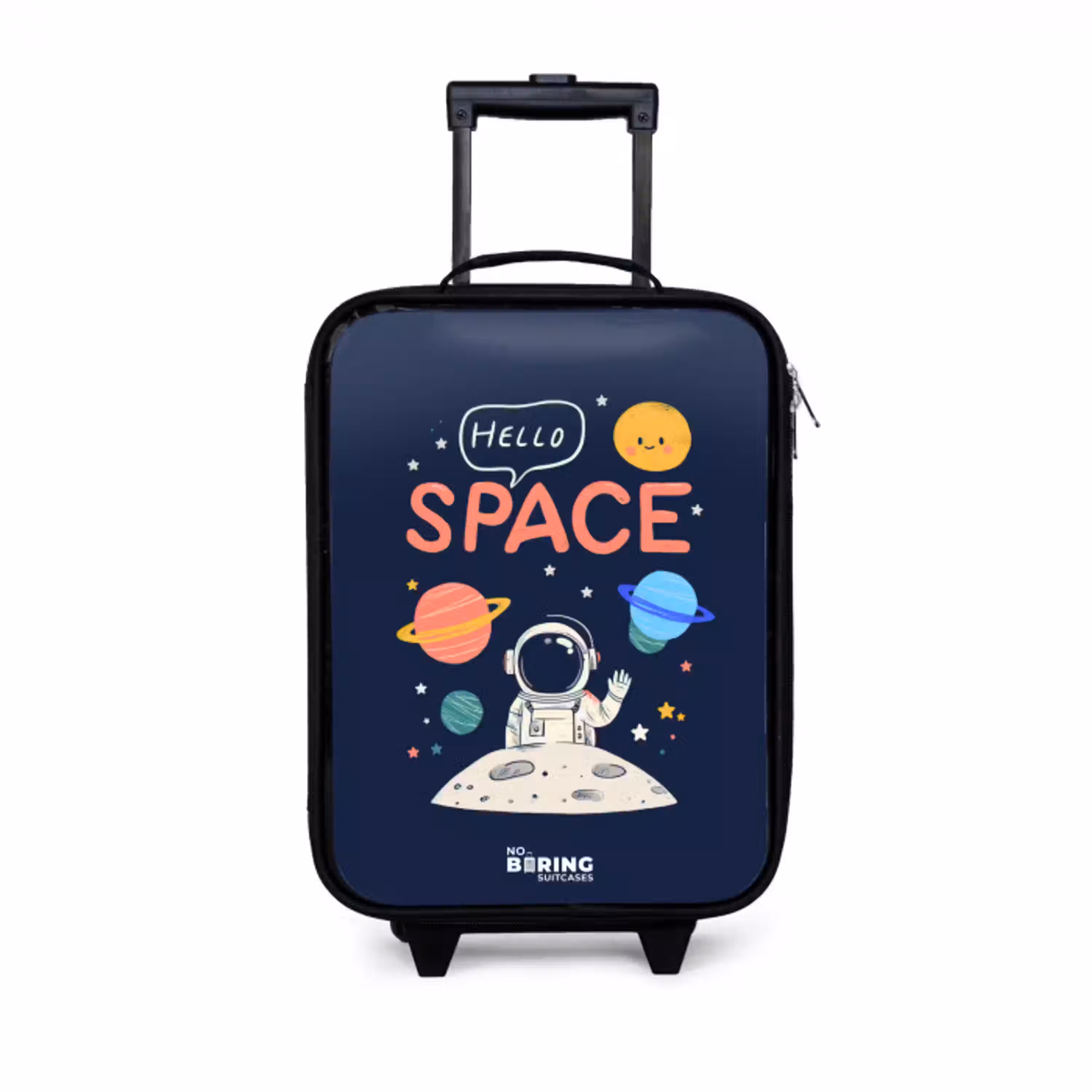 Astronaut - Quote - Planeten - Sterren Kinderkoffer - Zwart klein -3d