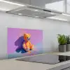 Teddybeer - Schaduw - Penseelstreken - Paars keuken achterwand spatscherm klein -3d_schuin