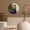 Het melkmeisje - Schilderij van Johannes Vermeer Wandcirkel behangsticker klein -sfeer1