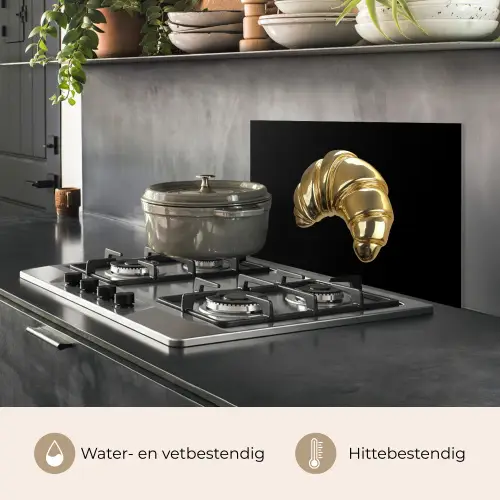Croissant - Brood - Goud - Zwart keuken achterwand spatscherm klein -usp_NL