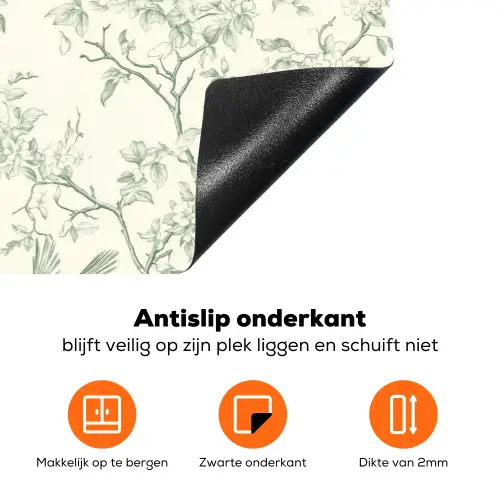 Klassiek - Vogels - Groen Inductie beschermer vinyl 3mm klein 276 -zzzzzzz-td-onderkant