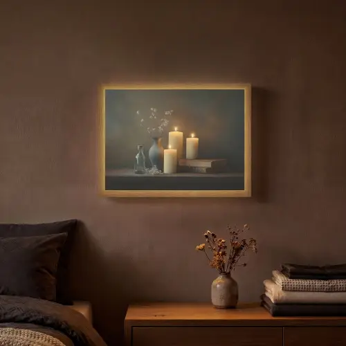 Kaarsen - Stilleven - Rustiek - Boeken Light Box met batterij (Wandlamp) middel -sfeer4