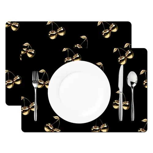 Patroon - Kersen - Goud - Chrome Placemat vinyl groot -zzsfeer2_Kitchenyeah-website