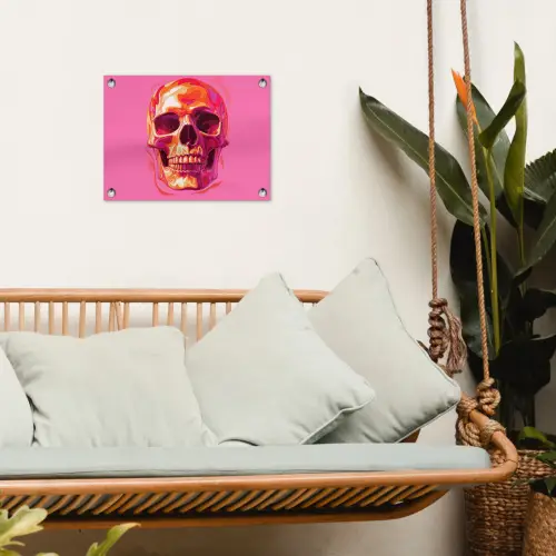 Felroze - Tanden - Schedel tuinposter los doek klein -sfeer7