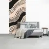 Golven - Zwart - Zandkleur fotobehang vinyl groot -slaapkamer
