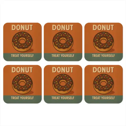 Donut - Spikkels - Kleurrijk - Quote onderzetter kurk middel -3d