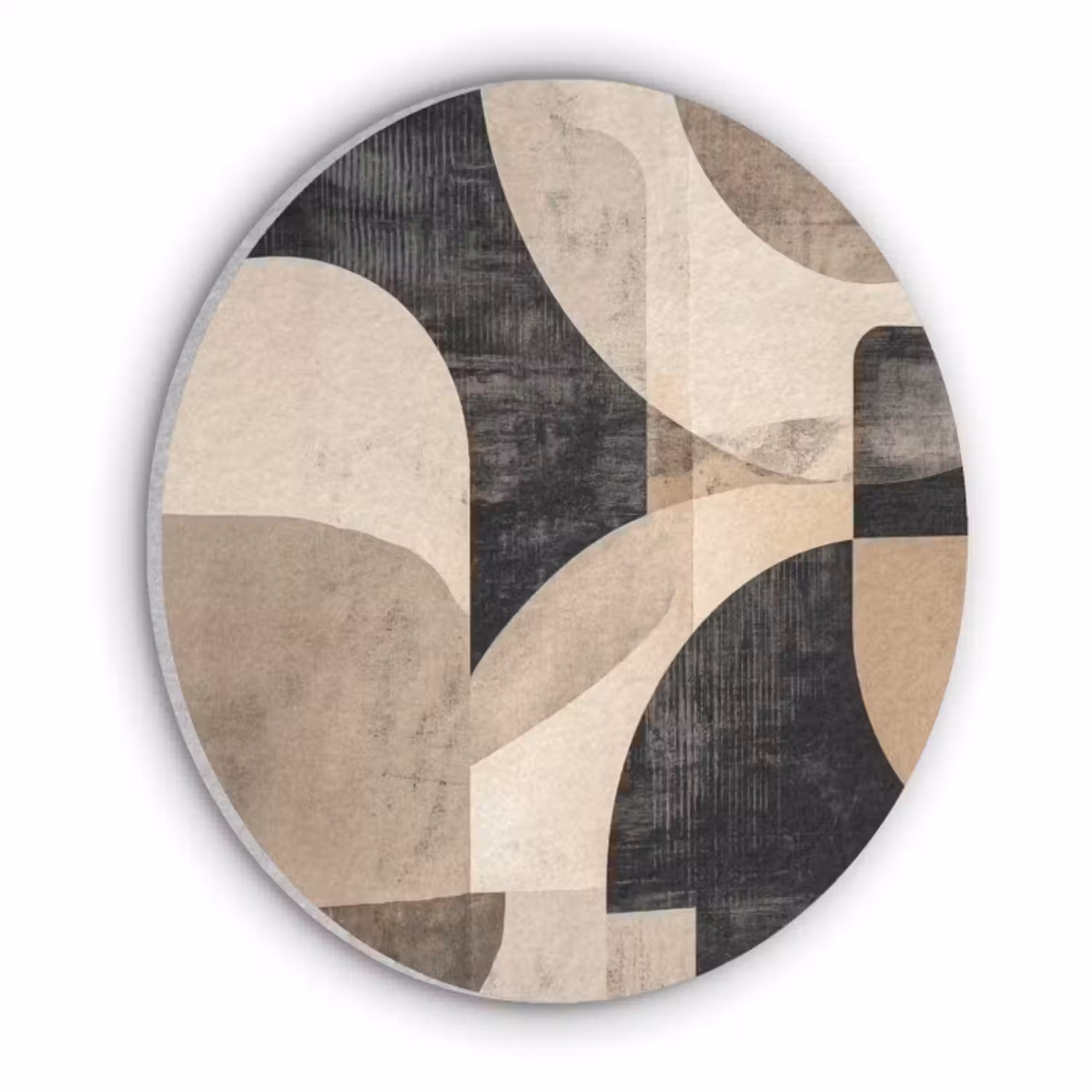 Akoestisch schilderij rond - Abstract - Vormen - Modern - Beige