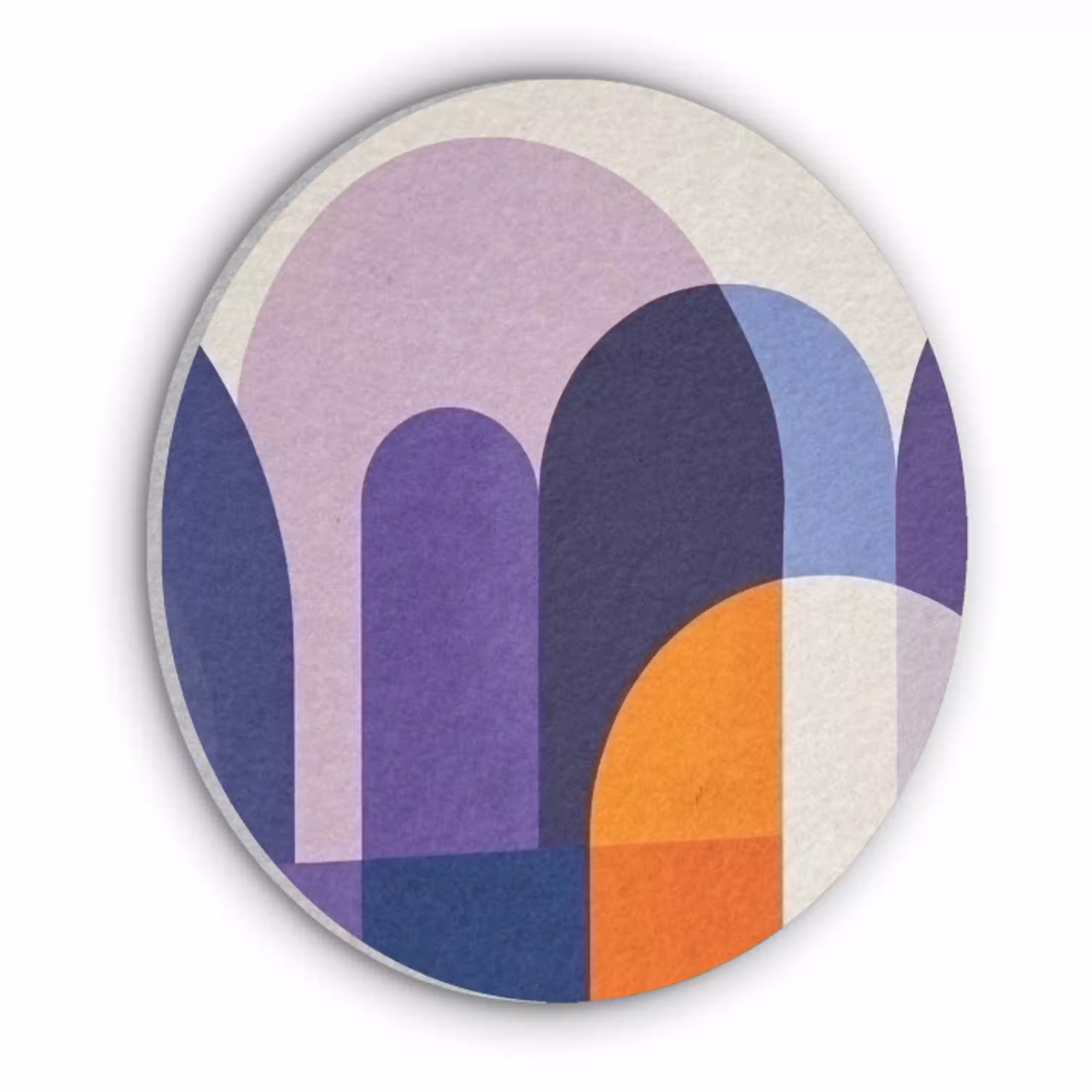 Vormen - Abstract - Grafisch - Oranje Akoestische PET Vilt - Rond klein -3d