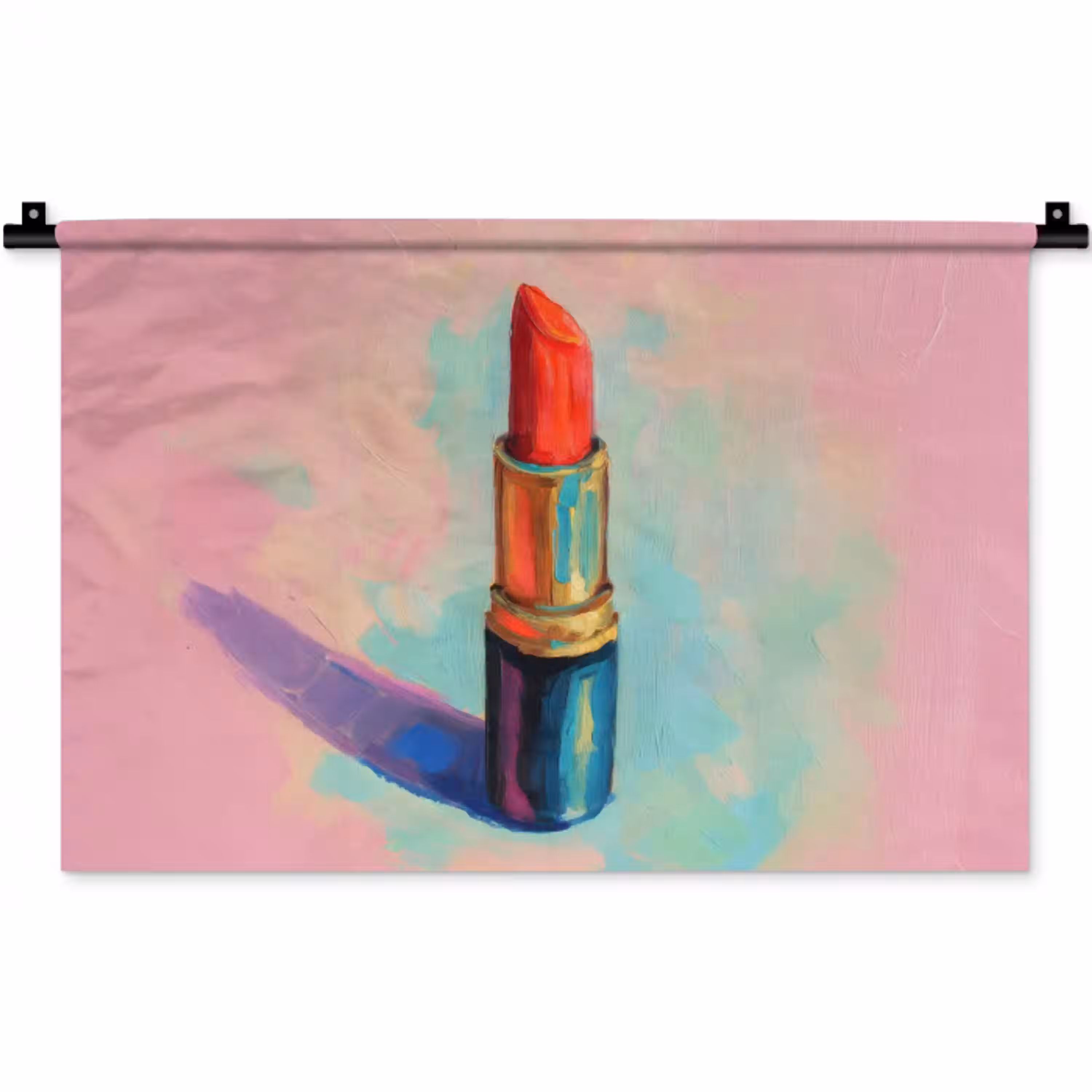 Lippenstift - Rood - Penseelstreken Wandkleed katoen klein -zz3d