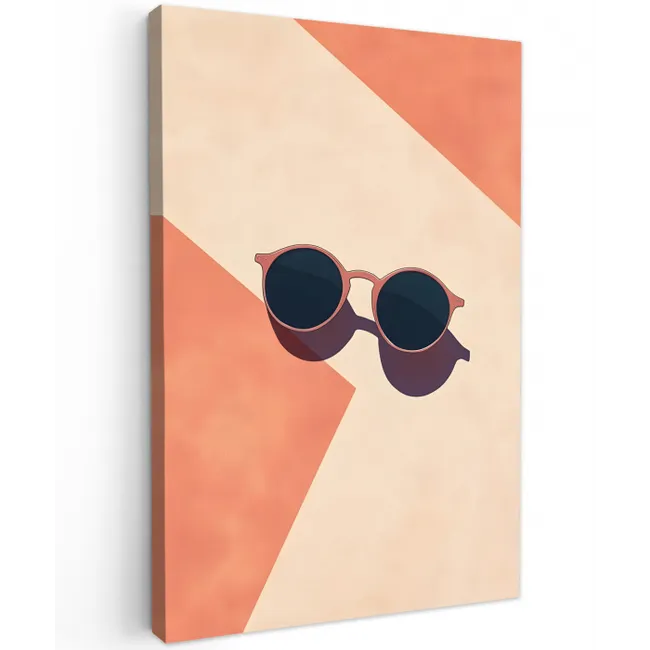 Zonnebril - Schaduw - Oranje - Minimalistisch Tuinposter op houten frame 2 cm dik middel -3d