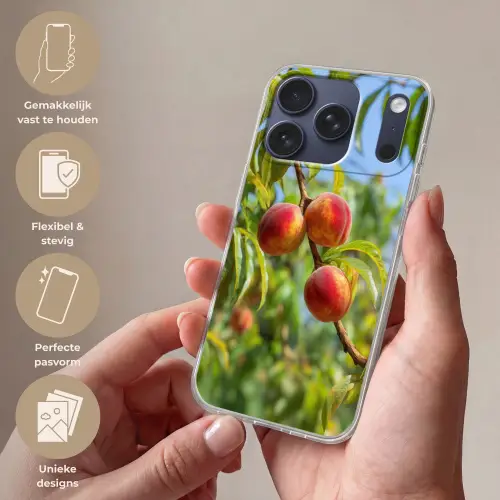 Perzik - Bladeren - Zonlicht Telefoonhoesje iPhone 17 Pro klein -sfeer3_NL