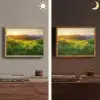 Gras - Heuvels - Zon - Natuur - Landschap Light Box met batterij (Wandlamp) middel -sfeer3