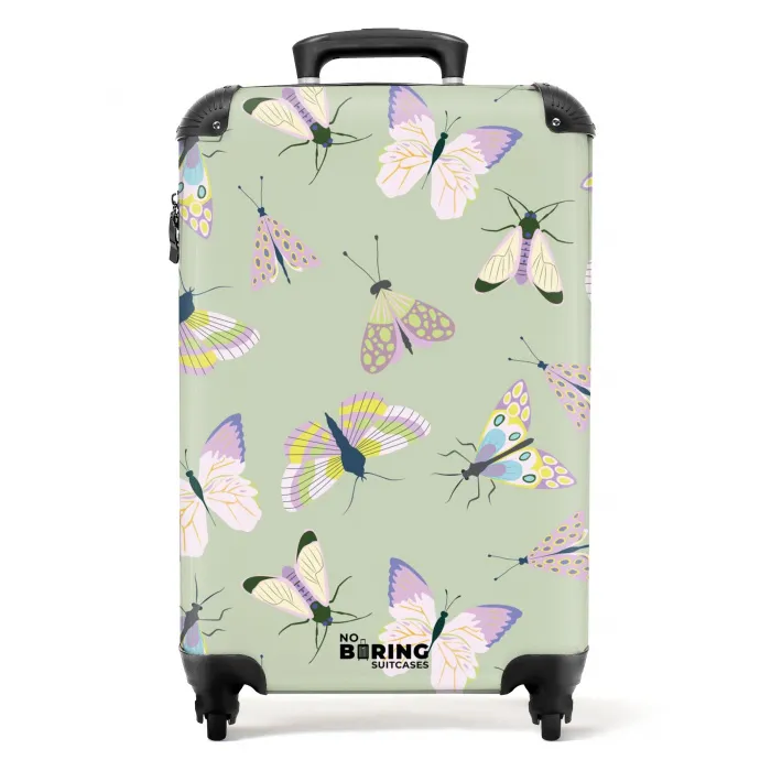 Summer memories - Vlinders en motten op saliegroene achtergrond NBS - Handbagage koffer - Kinderen Unisex middel -productfoto_recht