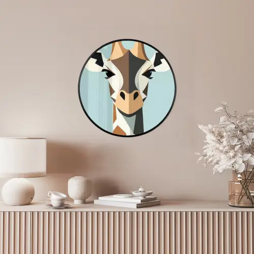 Giraffe - Illustratie - Bruin - Minimalistisch Fotolijst rond zonder passe partout klein -sfeer3