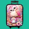 Moeder uil met kuiken tussen kleurrijke bloemen Kinderkoffer - Zwart klein -zzz_website3d_nbs
