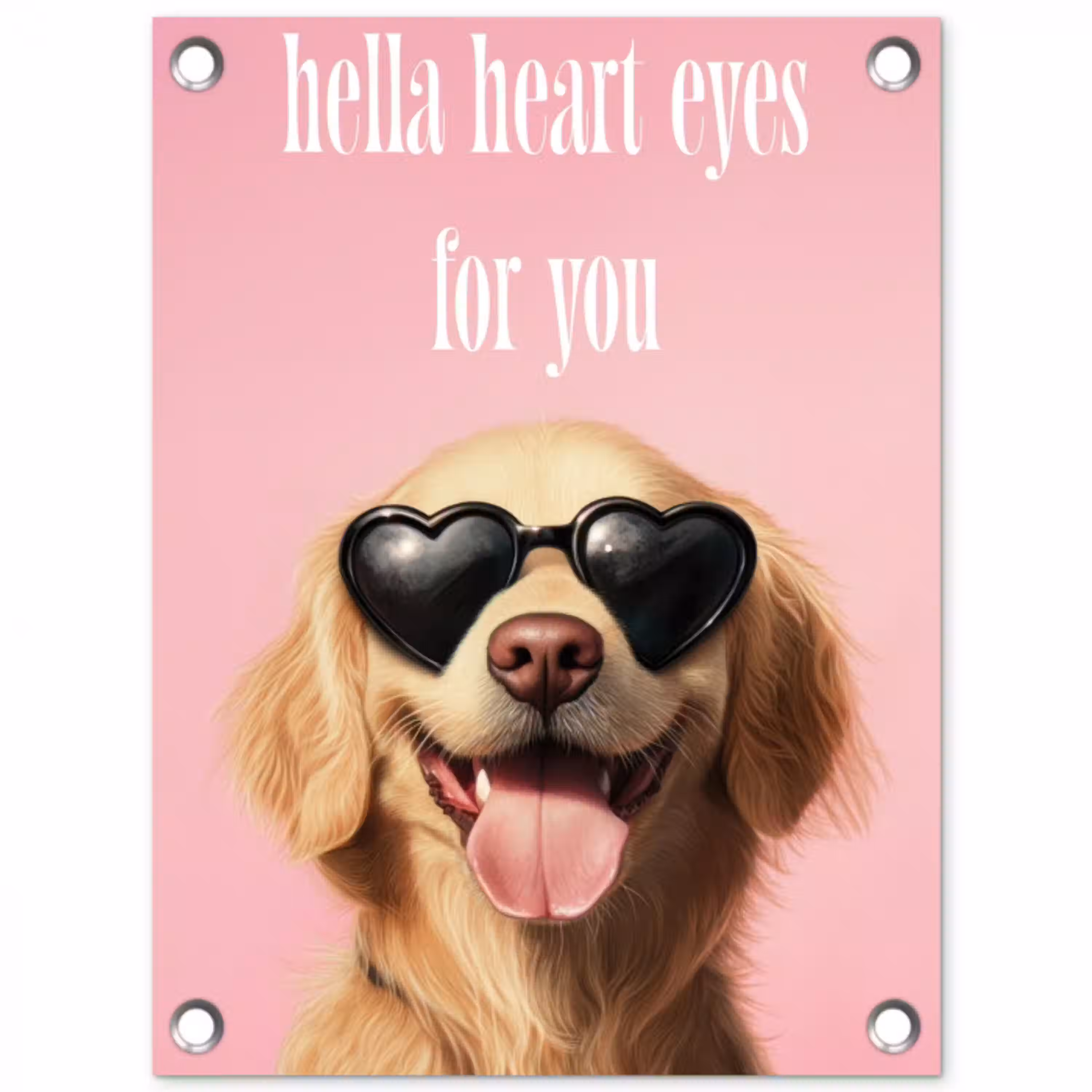 Zonnebril - Hartjes - Hond - Valentijn tuinposter los doek klein -3d