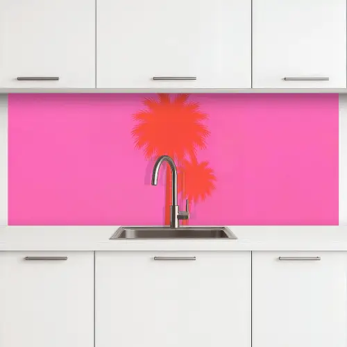 Palmbomen - Modern - Roze keuken achterwand 2 middel -3d