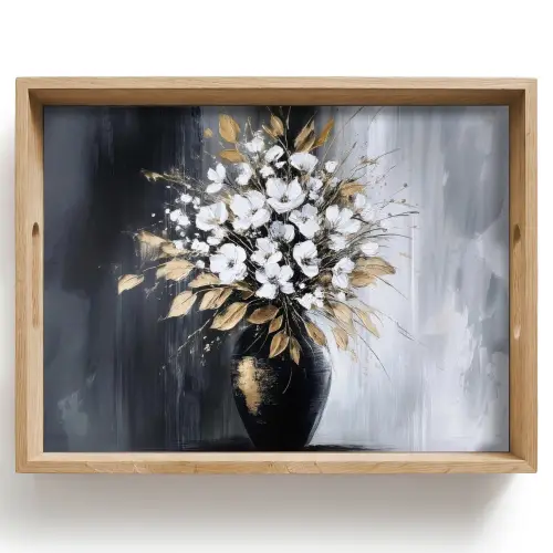 Bloemen - Wit - Vaas - Abstract Dienblad Rechthoek middel -z3d_shopping