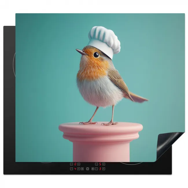 Roodborstje - Vogel - Koksmuts - Sokkel Inductie beschermer vinyl 3mm middel -3d