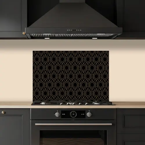 Goud - Zwart - Rozetstructuur keuken achterwand spatscherm klein 900 -sfeer1