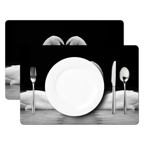 Zwanen - Hart - Zwart - Wit Placemat vinyl groot -zzsfeer2_Kitchenyeah-website