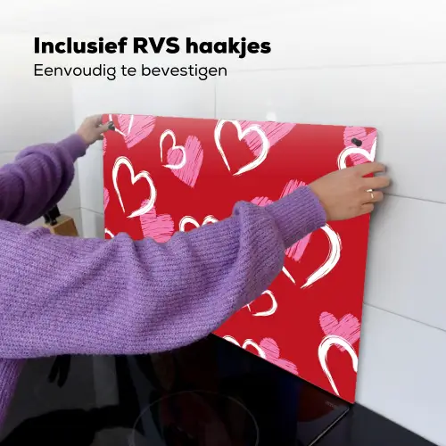 Patroon - Hartjes - Roze - Valentijn Inductie beschemer met haakjes klein -ky-ophangen-nl