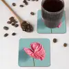 Blad - Anthurium - Stippen - Roze onderzetter kurk middel -sfeer2
