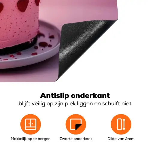 Taart - Hart - Roze Inductie beschermer vinyl 3mm klein -zzzzzzz-td-onderkant