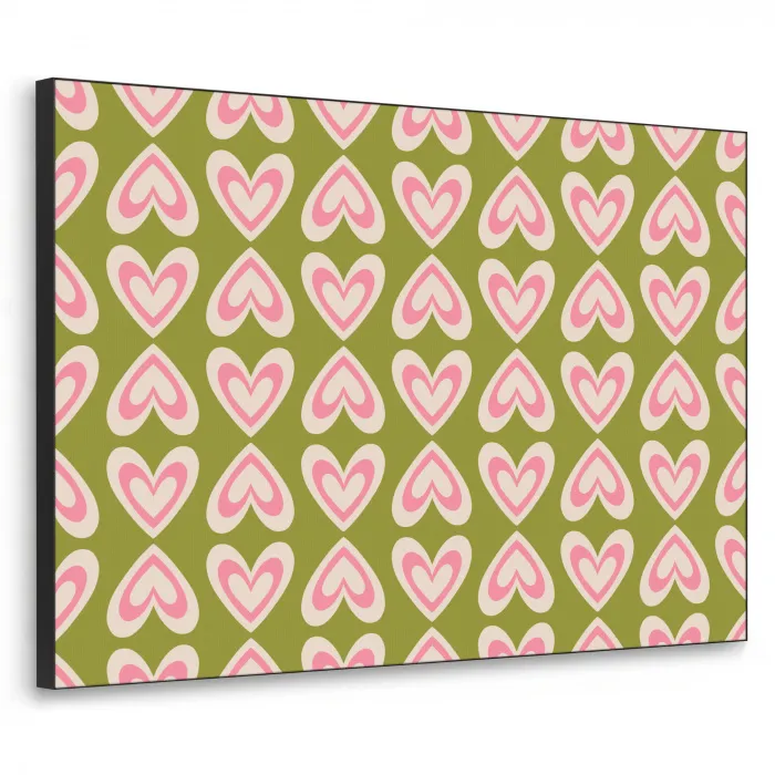 Patroon - Symmetrisch - Hartjes - Olijfgroen Textielframe - compleet frame klein 947 -3d