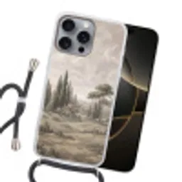 Vallei - Bos - Natuur - Groen Hoesje iPhone 16 Pro Max met koord klein -sfeer1