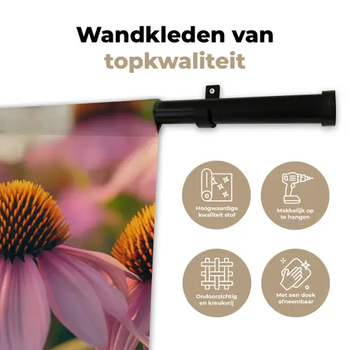 Bloemen - Paars - Bijen Wandkleed katoen klein -sfeer2