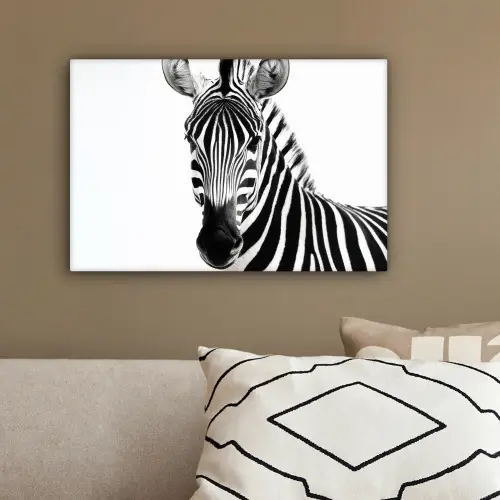 Zebra - Close-up - Zwart - Strepen canvas 2cm klein -sfeer3
