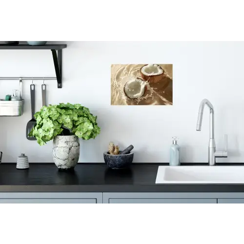 Kokosnoot - Water - Beige - Spetters Muursticker klein -keuken