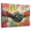 Graffiti - Rozen - Handen - Street art Textielframe zwart klein -3d