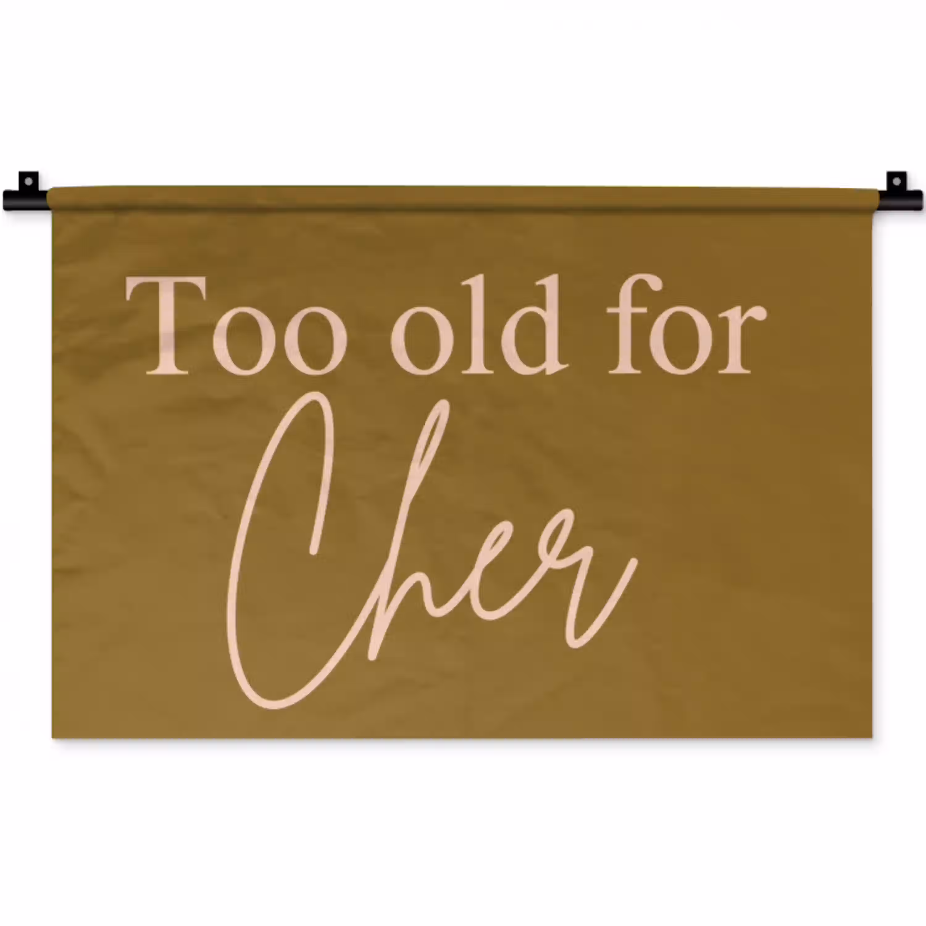 Groen - Too old for cher - Roze Wandkleed katoen klein -zz3d